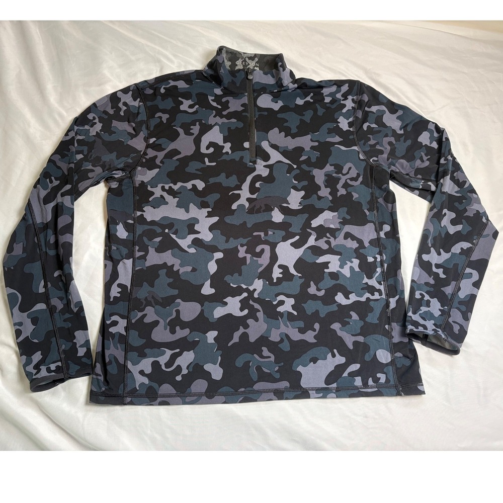 Greyson Quarter Zip Pullover Mens Medium Grey Camo Excellent Long Sleeve Golf